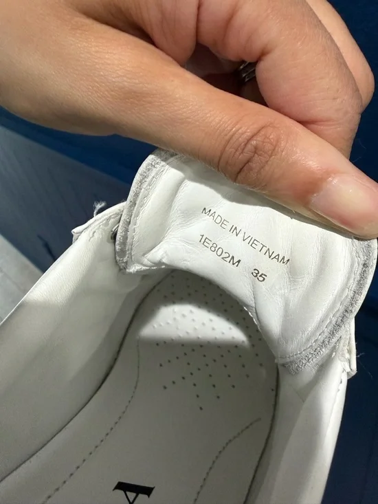 Prada White Leather Sneakers Red Stripe | Size 35 | Like New | Full Set - Picture 9 of 13